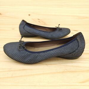 Wonders Women's Ballet Flats Sz 8 39 Blue Leather Textured Slip On Comfort Shoes